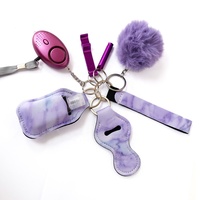 Kit d'alarme personnel rose en gros, porte-clés d'auto-défense pour femmes, ensemble d'accessoires