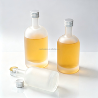 Bouteille de vodka ronde en verre style nordique, 100ml, 200ml, 330ml, 375ml, 500ml, givrée ou transparente, pour spiritueux et whisky, avec bouchon à vis