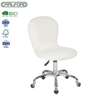 Silla de Oficina Ergonómica Moderna sin Brazos en Tela de Piel Sintética Blanca para el Hogar o Sala de Conferencias, Sillas Giratorias para Oficina en Casa