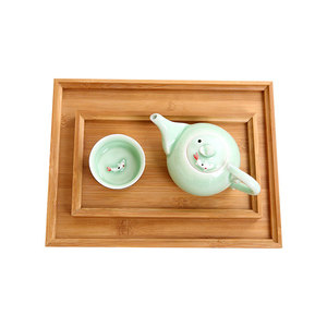 Wind Chaser Bamboo <b>Tea</b> Tray <b>With</b> <b>Teapot</b> And Cup <b>Set</b> For <b>Tea</b> Serving - Product Image 1