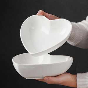 Pure White Heart-shaped Ceramic Bowl Restaurant Tableware Fruit Salad Bowl Porcelain Soy <b>Sauce</b> Seasoning Dishes - Product Image 2