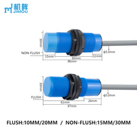 Sensor de Proximidad Capacitivo Inductivo de Plástico M30, Salida NPN y PNP con Cable de 2 Metros