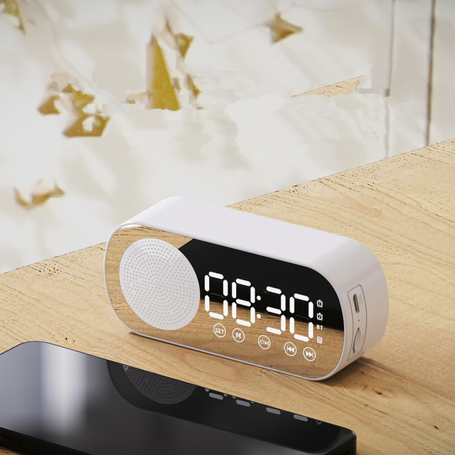 Table Alarm Clock Speaker FM Radio Sound Box Desktop Alarm Clock Subwoofer Music Player TF Card Bass Speaker Boombox