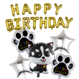 Lot de 18 ballons en forme d'os, de patte et de chien Husky Kirky pour la décoration de fête d'anniversaire - Product Image 1