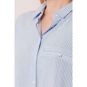 Camisas Casuales al por Mayor para Mujer, Azules, Extra Grandes, con Detalle de Bolsillo a Rayas, Blusas - Product Image 5