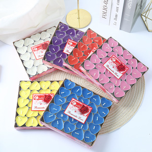 50pcs bougies chauffe-plat en forme de coeur (25x2 couches) amour romantique non parfumé ensemble de mini bougies d'ambiance sans fumée de longue durée - Product Image 1