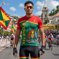 Maillot de cyclisme personnalisable Grenade pour hommes, maillot de course à vélo à manches courtes avec drapeau et carte de la Grenade, tenue de cyclisme personnalisée