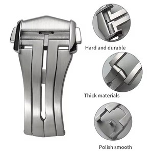 18mm 316L Black Silver Stainless Steel Buckle <strong>Deployment</strong> Watch Folding <strong>Clasp</strong> for Omega Rubber Band Accessories - Product Image 4