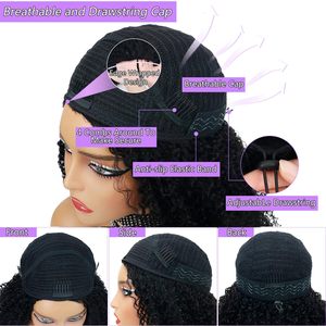 Afro Kinky Curly Body Wave 3-in-1 Half <strong>Wigs</strong> 22-inch Drawstring Glueless Quick Install Beginners Friendly 200% Density Natural - Product Image 2