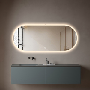 Miroir de bain intelligent au design moderne Lumières Nouveau miroir de maquillage ovale pour salle de bain Affichage de l'heure Fonction lumineuse Solution de conception graphique - Product Image 2