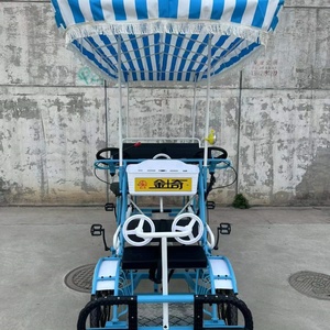 Bicicleta Familiar de 4 Ruedas para Turismo, Cuatriciclo Surrey de 4 Plazas, Bicicleta de Paseo de Una Velocidad con Ruedas de 20 Pulgadas y Marco de Acero - Product Image 2