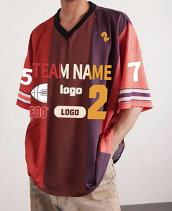 Maglia da Calcio Personalizzata con Scollo a V, in Rete Traspirante, Oversize, con Numero e Nome della Squadra, Grafica OEM, Stile Vintage, da Allenamento, Streetwear Retrò per Uomo - Product Image 2