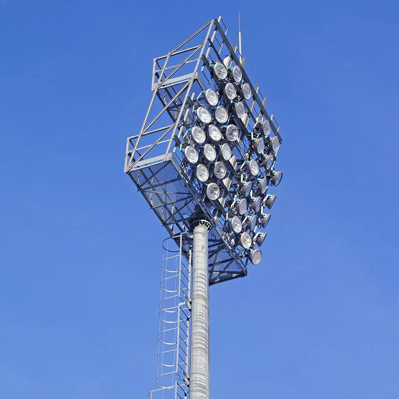 Индивидуальные различный по высоте стадиона освещения поля сталь led ip65 высокая мачта света заливающее освещение полюса