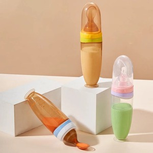 Ensemble de biberons cuillères d'alimentation en silicone pour bébé, distributeur de nourriture complémentaire à presser, portable et réutilisable pour nourrissons - Product Image 5