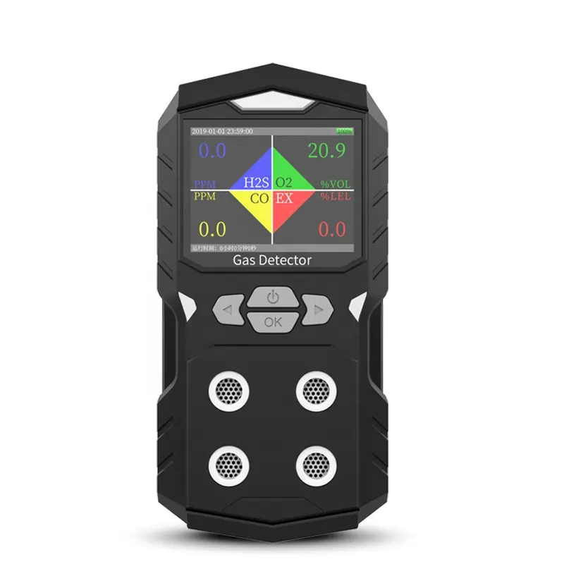 Handheld CO H2S O2 Ex LEL  4 gas detector portable gas monitor multi 4 gas detector with data storage for industry