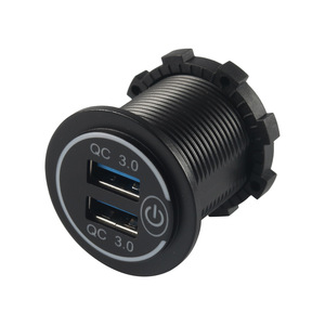 Chargeur de voiture double USB QC 3.0 avec interrupteur tactile, prise allume-cigare 12-24V pour voiture et moto - Product Image 3