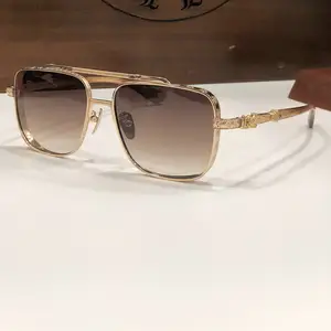 热卖时尚男士酷炫风格渐变太阳镜复古品牌设计太阳镜金属经典眼镜2022