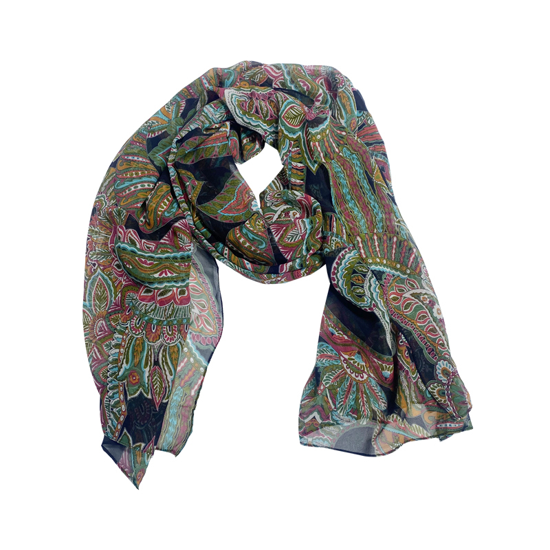 Womens Silk Satin Hair Paisley Scarf