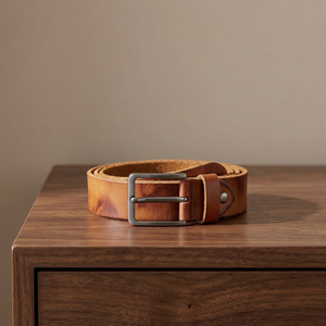 Ceinture décontractée en cuir véritable, en peau de vache, couleur unie, boucle ardillon rectangulaire en fer, durable, moulage monobloc, ceinture pour homme - Product Image 4