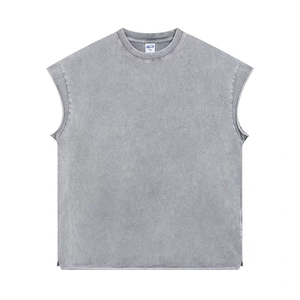T-shirt sans manches pour <span class=keywords><strong>homme</strong></span> Débardeur court surdimensionné personnalisé 100% coton lourd Boxy coton lavé à l'acide Vintage graphique solide - Product Image 4