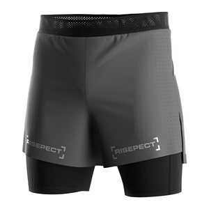 Shorts de sport pour homme découpés au laser, respirants, avec logo réfléchissant pour conditions de faible visibilité - Product Image 1