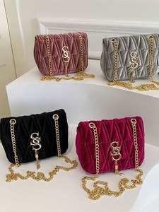 2026 Best-Selling Velvet Quilted Fashionable Simple Single Shoulder Chain Bag Female Niche Design <b>Small</b> Square Match - Product Image 1