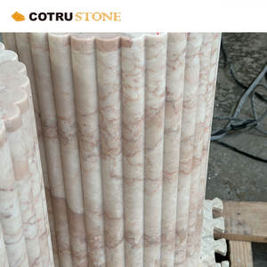 Table ronde en marbre rose crème poli, design tendance 2023, pour restaurant, restauration rapide, café, bistrot - Product Image 6