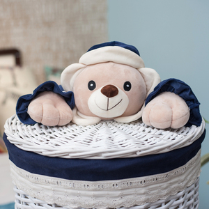 Factory Direct Wholesale 3 Piece Set Wicker Laundry Baskets Willow Storage Basket with <strong>Teddy</strong> <strong>Bear</strong> Decoration - Product Image 2