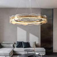 Lampe suspendue contemporaine en verre ondulé, luminaire décoratif de luxe pour escaliers, salon, chambre et restaurant