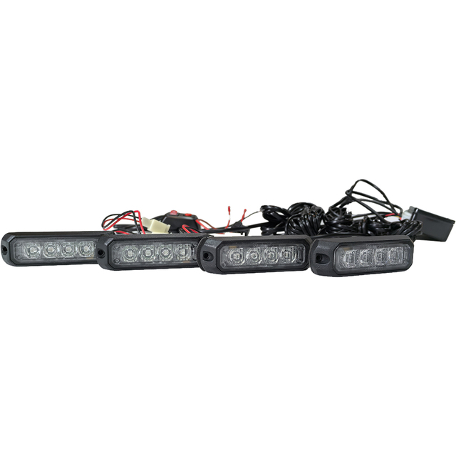 4 Kits Slim LED Flashing Grill Lights 12V/24V Strobe Lights for Cars & Trucks New Condition Plastic Retrofits with One Switch
