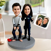 Figurine personnalisée de couple de policiers criminels, poupée 3D sur mesure avec breloque photo pour cadeau de Saint-Valentin