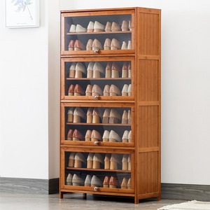 Meuble à chaussures en bambou grande capacité, étagère de rangement peu encombrante pour entrée de maison, balcon, multifonctionnel et démontable - Product Image 1