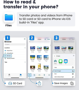 4US SD Card Reader for iPhone IPad 4-in-1 <b>USB</b>-<b>C</b> to Memory Card Viewer SD/TF Slots <b>USB</b> 3.0 OTG <b>Adapter</b> with Fireproof Material - Product Image 5