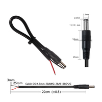 DC5525 Stecker-Kabel 5,5*2,5mm DC-Stromladekabel Universelles Verbindungskabel 20cm 20AWG