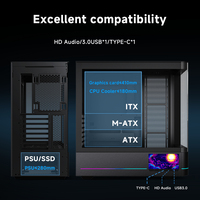 Jungle Leopard AC-02 ATX 5.5inch Screen LCD Stylish Mid Tower Case Hyperbolic 10 Fans Curved Glass Panel Type-C Aluminum Metal