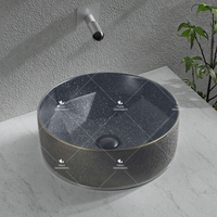 Lavabo en céramique de qualité supérieure, couleur noire, à poser sur le comptoir, pour salle de bain