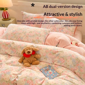 Set di Biancheria da Letto in Velluto di Latte 3 Pezzi Personalizzato, Lenzuola Invernali Ispessite e Calde, Tinta Unita/Fiori e Piante, Nuovo Corallo 2026 - Product Image 4