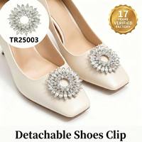 Clips de chaussures amovibles en strass en forme de tournesol, décorations de talons pour mariage et mariée