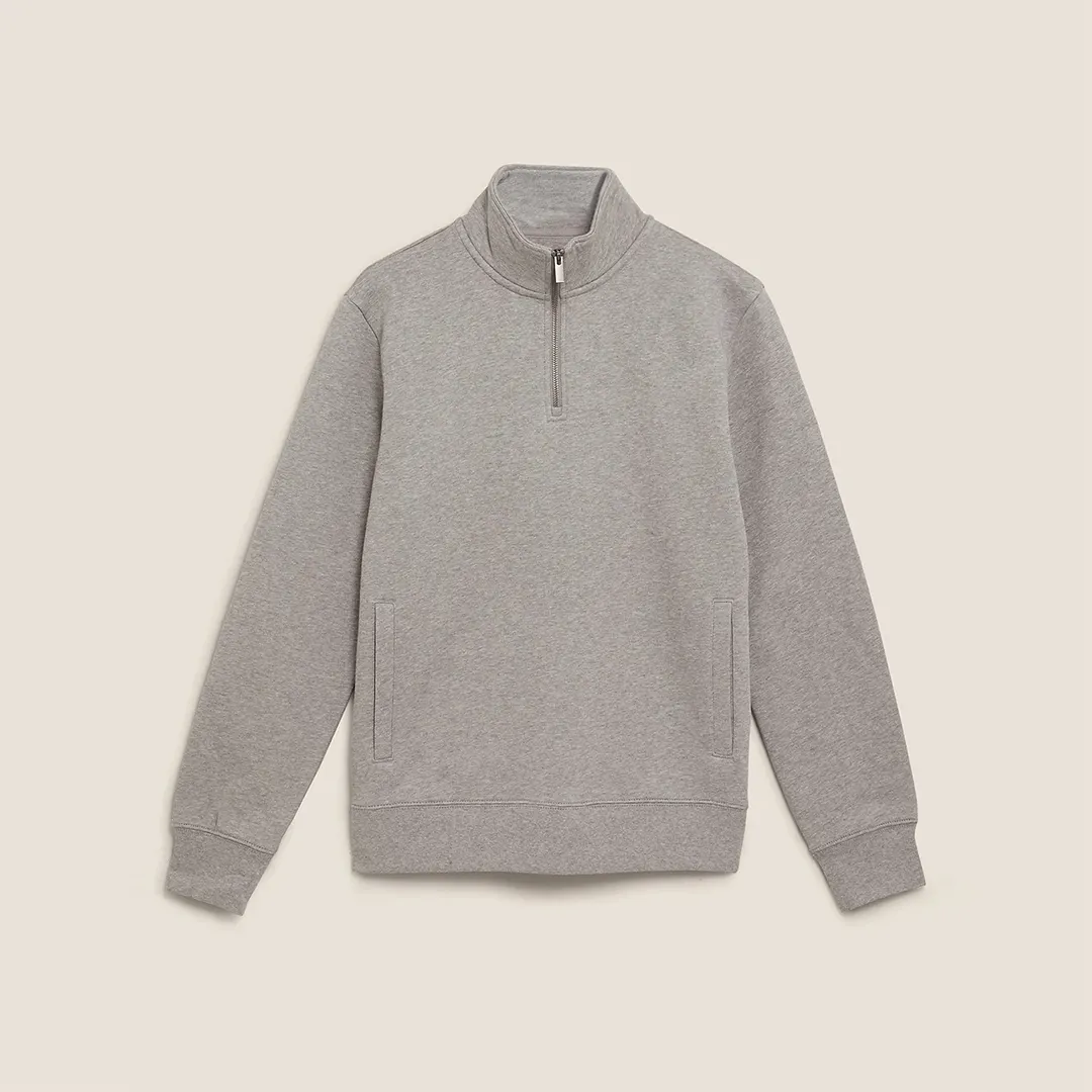 Men Custom Half Quarter Zip Fleece Crewneck Polyester Blank Long Sleeve Cotton Unisex Pullover Golf 1/4 Zip Sweatshirt