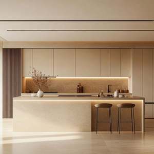 Modern Luxury <b>Kitchen</b> <b>Cabinet</b> Light Stainless Steel Stove Integration Whole House <b>Wall</b> Design MDF PVC Glass Panel Custom Made - Product Image 5