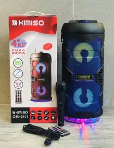 KIMISO QS24012x4インチスピーカー屋外ポータブルトロリースピーカーDJスピーカーLEDライト付き