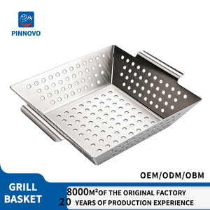 Panier de cuisson rectangulaire Pinnovo en acier inoxydable robuste pour légumes au <span class=keywords><strong>charbon</strong></span> de bois, couleur argent, compatible lave-vaisselle, pour usage extérieur - Product Image 5