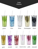 Gobelets à paille en plastique à double paroi 20 oz réutilisables en acrylique avec paillettes, design artisanal durable pour les voyages en voiture