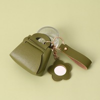 Porte-monnaie miniature en cuir PU avec pendentif fleur, porte-clés, sac de rangement pour filles, vente chaude