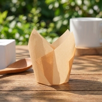 Moules à gâteau jetables en papier sulfurisé en forme de tulipe, résistants à la chaleur, écologiques, imprimés avec logo personnalisé, vente en gros