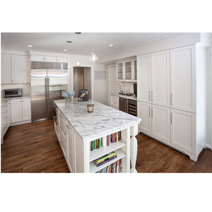Cuisine moderne européenne de luxe en bois massif blanc avec îlot central - Product Image 2