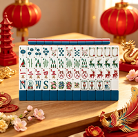 Collection Communautaire MJTI Bleue : 160 Tuiles de Mahjong Américain Motif Panda, Tuiles de Mahjong Bleues en Acrylique 4 Couches pour Fêtes à Domicile