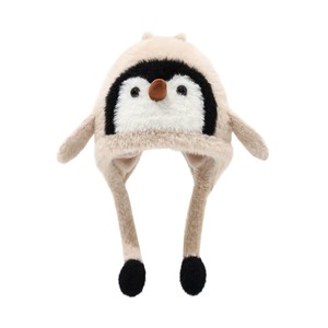 Chapeau de pingouin Xi Boyu pour enfants, chapeau chaud d'automne et d'hiver avec protection des oreilles, fonction sonore, design de dessin animé mignon - Product Image 5