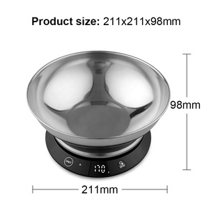 Balance de cuisine à bas <span class=keywords><strong>prix</strong></span> <span class=keywords><strong>d</strong></span>'usine avec bol balances de cuisine numériques à LED en acier inoxydable tasse à mesurer balance de poids des aliments de cuisine - Product Image 2