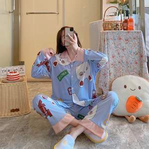 ชุดนอนสตรีแบบเปิดลงสำหรับฤดูใบไม้ร่วงฤดูหนาวชุดเสื้อเชิ้ตติดกระดุมพิมพ์ลาย - Product Image 4